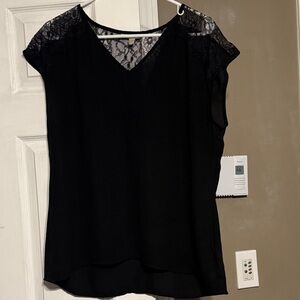 EUC Banana Republic Black Lace Accent Blouse L Large
